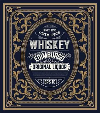 Whiskey label with old frames Stock Illustration