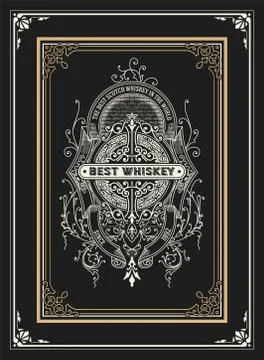 Whiskey label with old frames Stock Illustration