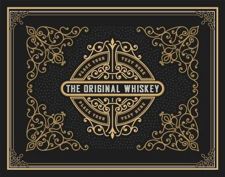 Whiskey label with old frames Stock Illustration