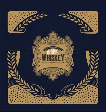 Whiskey label with old frames Stock Illustration