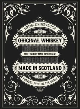 Whiskey label with old frames. Vector layered Stock Illustration