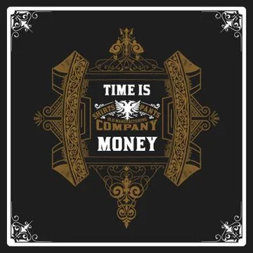 Whiskey label with old frames. Vector layered Illustrazione stock