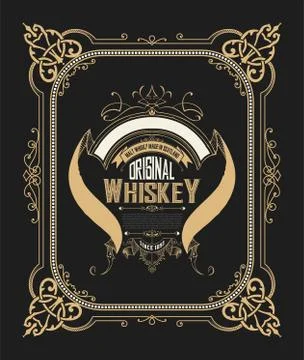 Whiskey label with old frames. Vector layered Illustrazione stock