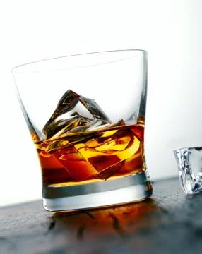 Whiskey or brandy on the rocks Stock Photos