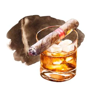 Whiskey with sigar Stock Illustration