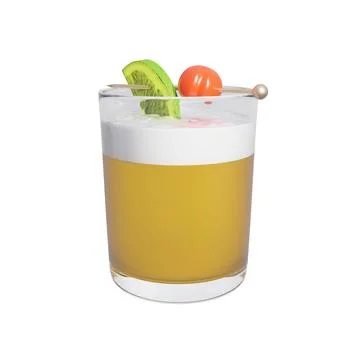 Whiskey sour with lime and cherry. 3d rendering Stock Illustration