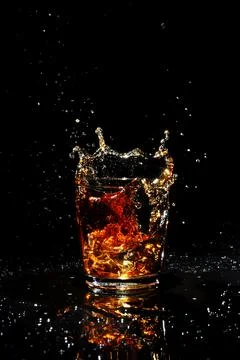 Whiskey with splash Stock Photos