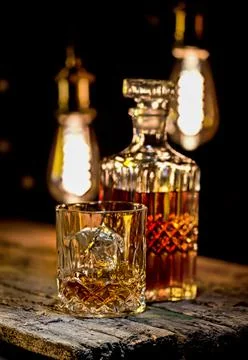 Whiskey on table Stock Photos