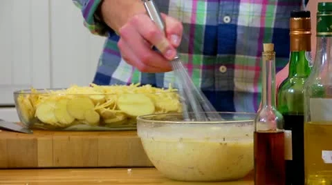Whisking batter in a bowl Stock Footage 18091644