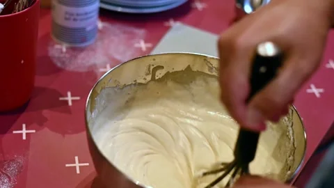 Whisking Dough. Baking Preparation Stock Footage 304705246