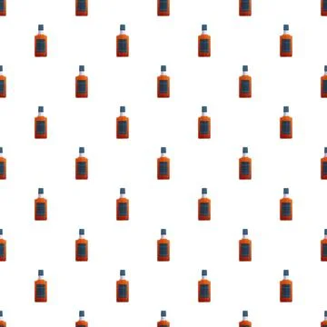 Whisky bottles creating seamless repeating pattern background Illustrazione stock