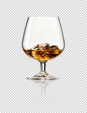 Whisky on the rocks cutout. Includes reflection. Stock Photos