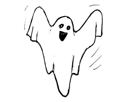 Whisper Ghost hand draw. Ghost character Costume evil Stock Illustration