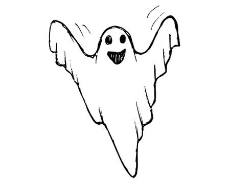 Whisper Ghost hand draw. Ghost character Costume evil Illustrazione stock