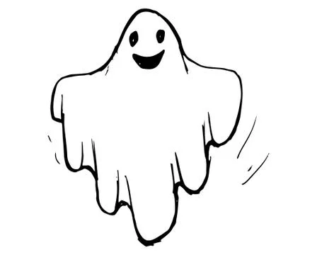 Whisper Ghost hand draw. Ghost character Costume evil Illustrazione stock