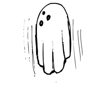 Whisper Ghost hand draw. Ghost character Costume evil Illustrazione stock