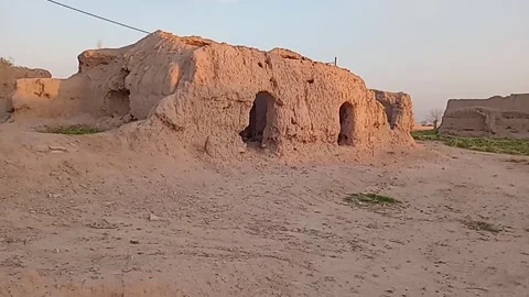 Whispers of Time A Half-Thatched Ruin Stock Footage 270932235