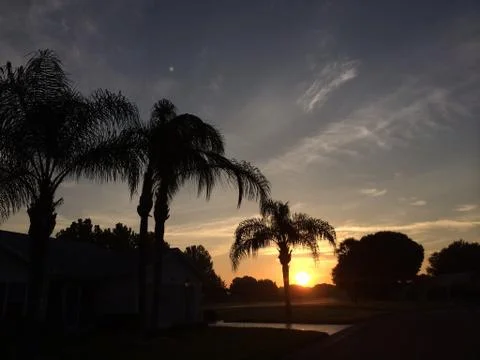 Whispy Clouds in a Florida Sunset Stock Photos