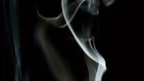 Whispy Smoke: Delicate White Stream on Black Stock Footage 343657748