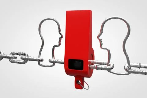 Whistle attached to a chain in the shape of a human head demonstrating person Stock Illustration