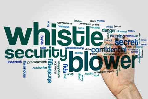 Whistle blower word cloud concept Illustrazione stock
