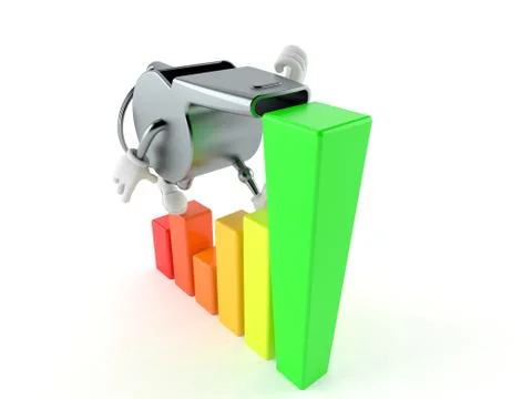 Whistle character with chart Stock Illustration