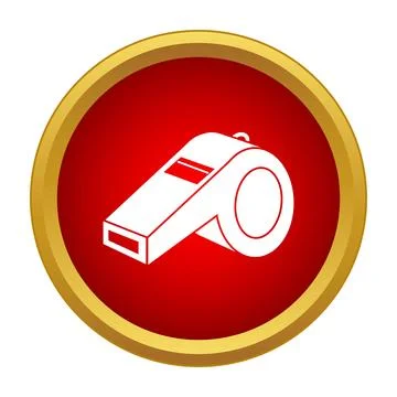 Whistle flat icon on red round button Stock Illustration