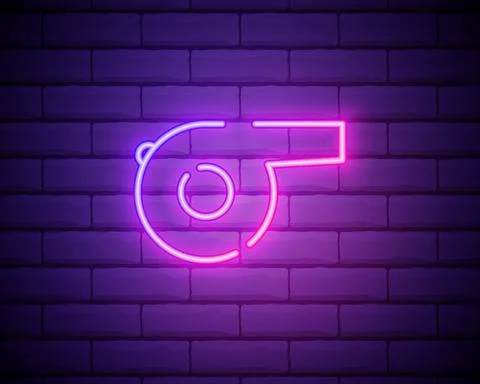 Whistle, help neon icon. Elements of travel set. Simple icon for websites, we Stock Illustration