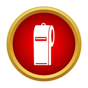 Whistle icon button on a red background Stock Illustration