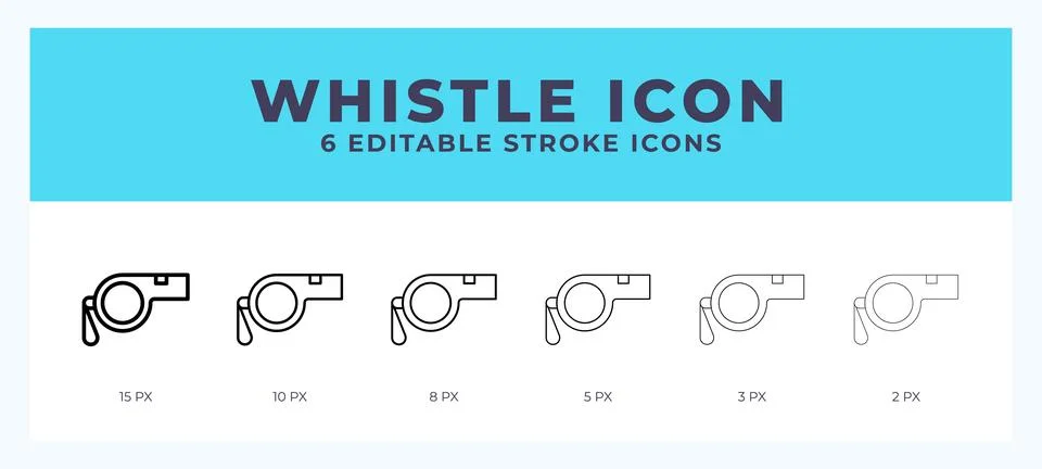 Whistle icon set with different stroke. Vector illustration with editable s.. Stock Illustration