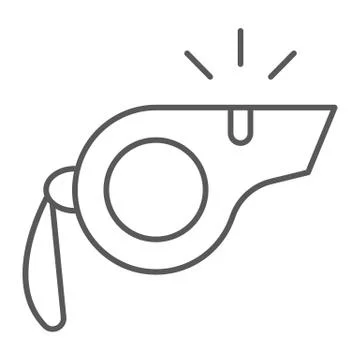 Whistle thin line icon, equipment and tool, blower sign, vector graphics, a Ilustración de archivo