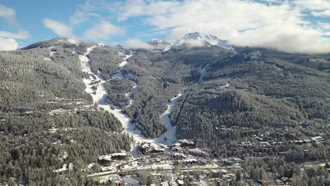 Whistler Blackcomb Village Resort Aerial View  Winter Stock Footage