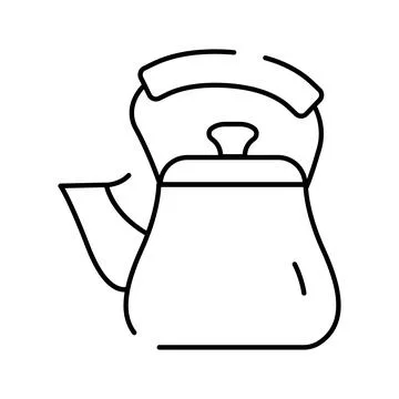 Whistling household kettle preparing hot beverages for breakfast Stock Illustration