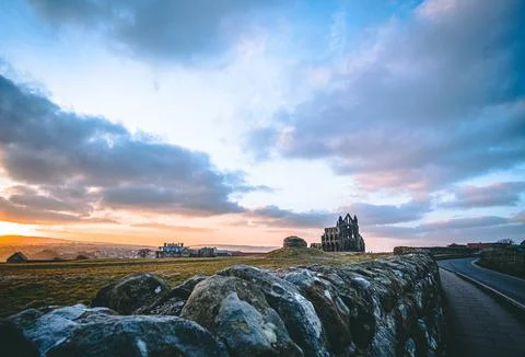 Whitby Abbey Sunset Stock Photos