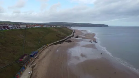 Whitby Beach by Drone Stock Footage 220960373