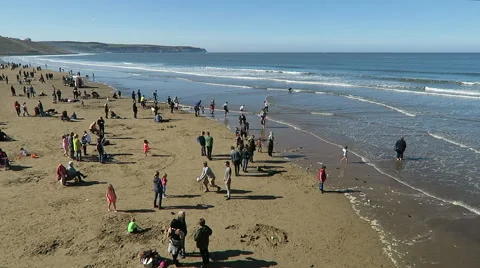 Whitby beach Stock Footage 52790874