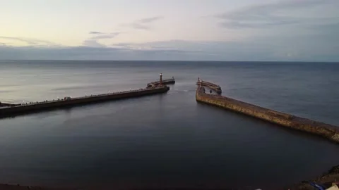 Whitby Harbour by Drone Stock Footage 220960663