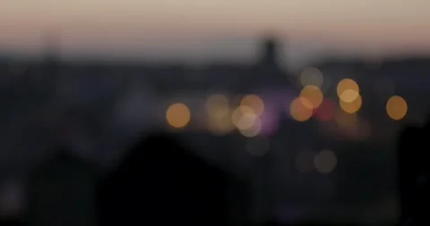Whitby at night with a sunset gravestone in foreground Stock Footage 240952045