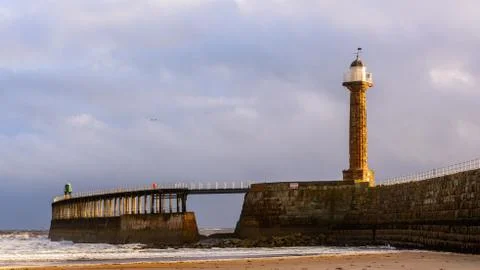 Whitby Pier and harbour entrance Stock Photos