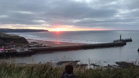 Whitby sunset timelapse Stock Footage 98762372
