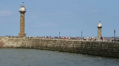 Whitby's West pier Stock Footage 52383676