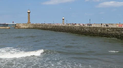 Whitby's West pier Stock Footage 52383837