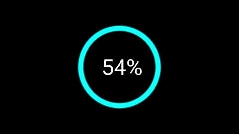 White 0 to 100 Percent Counter with Cyan Blue Circle Ring Animation. Stock Footage 341815540