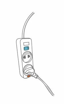 White 2-hole white socket with cable Connected Stock Illustration