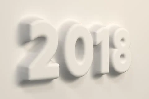 White 2018 number bas-relief Stock Illustration