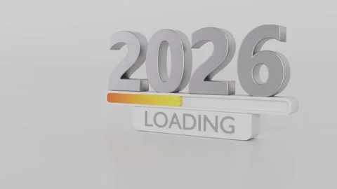 White 2026 with loading bar in clean studio scene, sleek Stock Footage 320878464