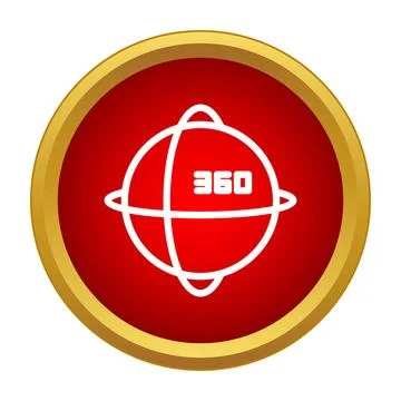 White 360 degree panoramic view icon representing virtual reality Stock Illustration