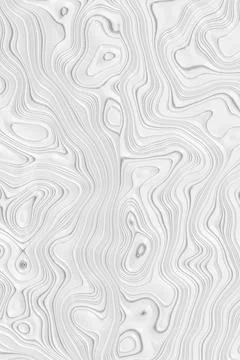 White 3D abstract topographic wavy lines background with soft shadows and liquid Stock Illustration