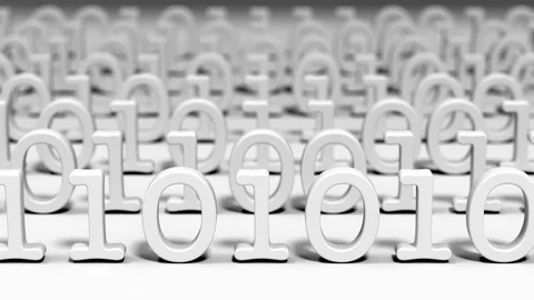 White 3D Bit numbers on a plane moving from right to left Stock Footage 93998078