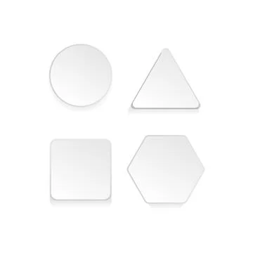 White 3d blank square and rounded button collection Stock Illustration